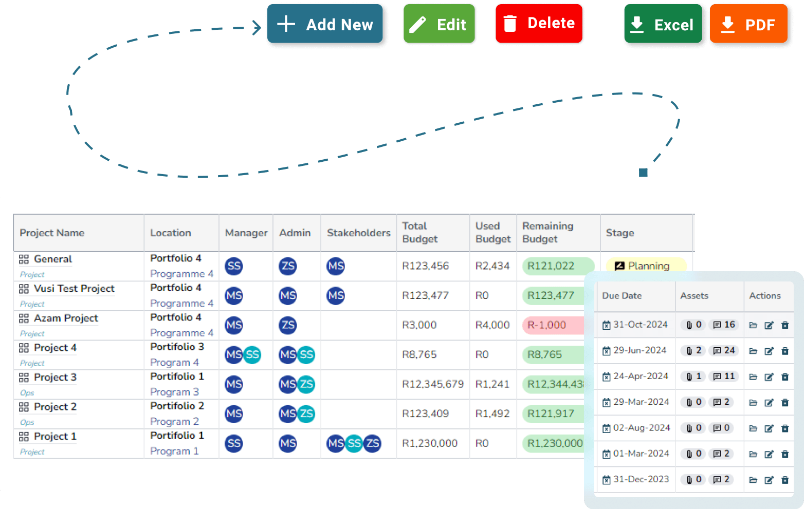 project list section 1